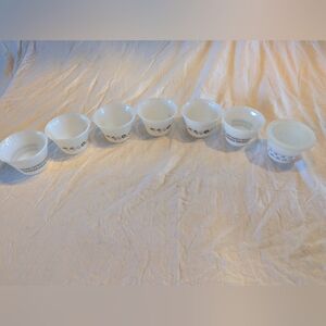 2/40$ White Floral Milk Glass Prep Bowls - Set of 7